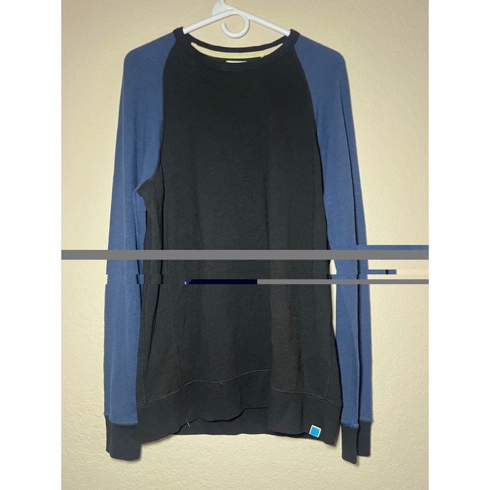 Jason Scott Men's Black/Blue Colorblock Crew Neck Pullover Sweater M Knit Modal